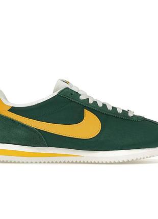 Зелёные кроссовки унисекс nike cortez green yellow white х кортез 43