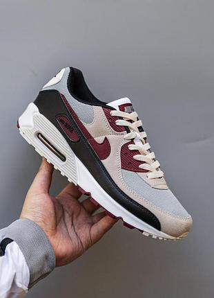 Мужские кроссовки бежевые nike air max 90 beige black bordo х эйр макс 40