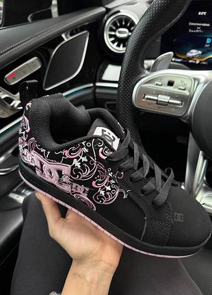 Женские черные кроссовки dc court graffik black pink sabbath х диси 37