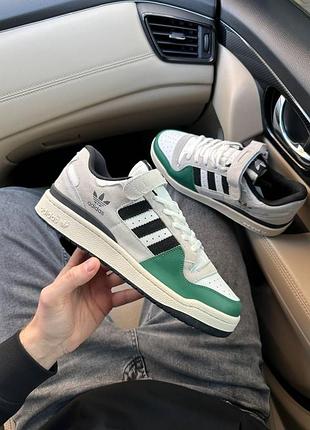 Сірі кросівки унісекс adidas forum low grey green black х форум 38