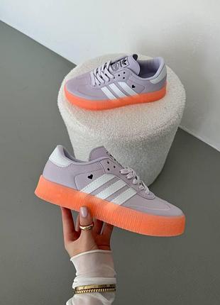 Женские фиолетовые кроссовки adidas samba purple orange x самба 37