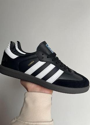 Чорні кросівки унісекс adidas samba vegan black white самба 44