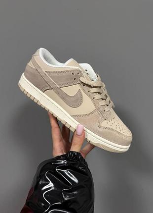 Женские бежевые кроссовки nike sb dunk low light brown suede х данк 36