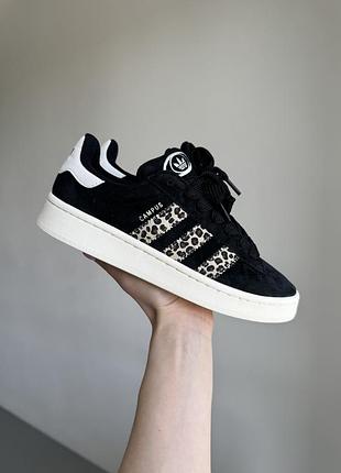 Жіночі чорні кросівки adidas campus 00s black leopard x адідас кампус 38