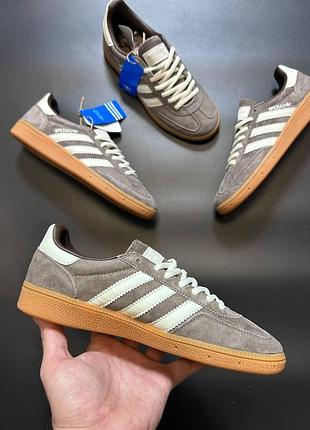 Женские бежевые кроссовки adidas spezial brown white х адидас 40