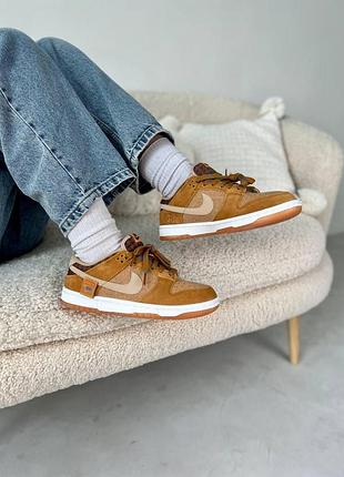 Женские бежевые кроссовки nike dunk low teddy bear beige х данк 38