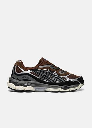 Коричневі кросівки унісекс asics gel nyc reddish brown black grey х асікс 38