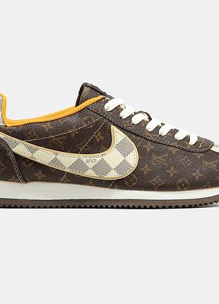 Коричневые кроссовки унисекс nike cortez louis vuitton brown beige х кортез 39