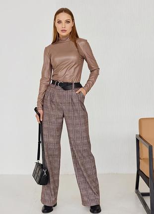 Кашемировые брюки в клетку l-xl. коричневый
