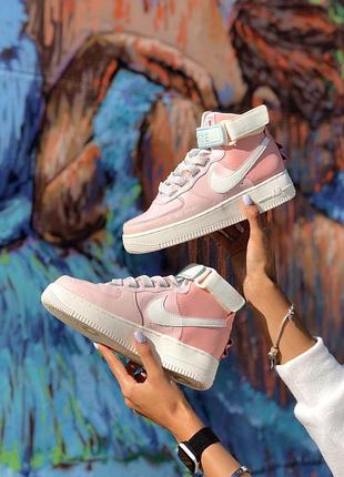 Розовые высокие кроссовки найк ейр форс 1 женские nike air force 1 high utility pink 40