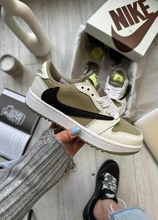 Кросівки унісекс jordan 1 low travis scott golf х джордан 42