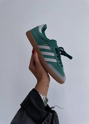 Зелені замшеві кросівки adidas samba green grey x адідас самба 37