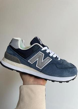 Женские синие кроссовки new balance 574 blue grey х нью беланс 36