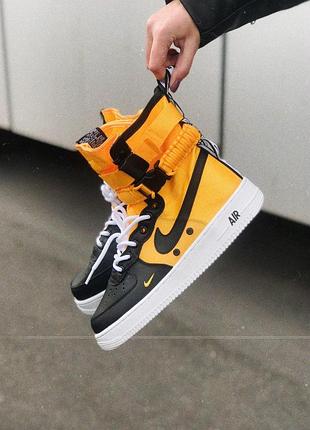 Яркие оранжевые найк эйр форс высокие nike special field air force 1 yellow 45