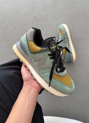 Зелені кросівки унісекс new balance 574 legacy stone island olive yellow x нью беланс 44