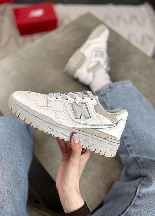 Белые кроссовки унисекс new balance 550 cream beige х нью беланс 36