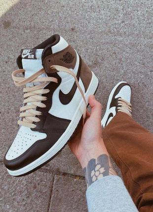 Nike air jordan 1 retro high dark mocha, кроссовки найк джордан5 фото