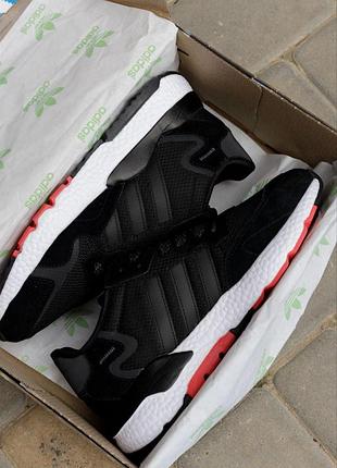 Чорні чоловічі кросівки adidas nite jogger black white x джогер 45