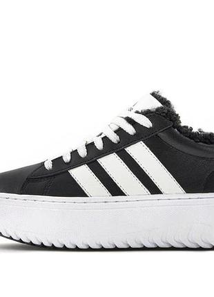 Черные кроссовки унисекс adidas grand court platform winter fur x адидас 41