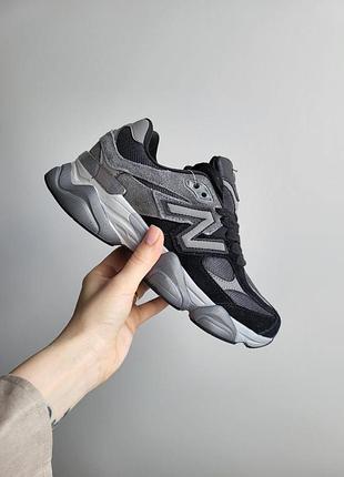 Женские чёрные кроссовки new balance 9060 black grey х нью беланс 37