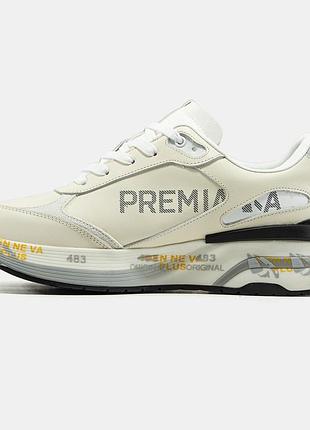 Бежевые мужские кроссовки premiata moerun beige white х премиата 40