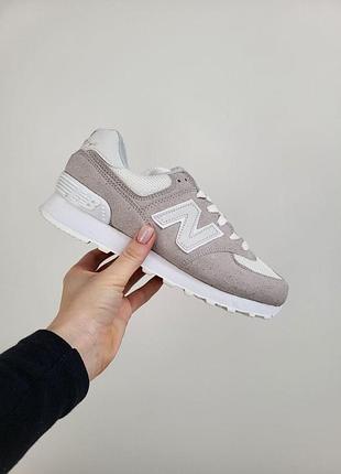 Женские серые кроссовки new balance 574 grey white х нью беланс 37