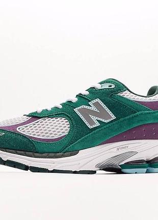 Зелёные кроссовки унисекс new balance 2002r green white purple х нью беланс 36