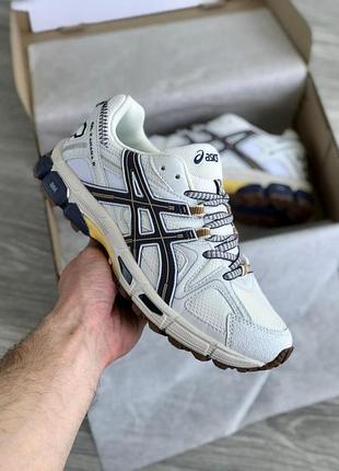 Белые мужские кроссовки asics gel kahana 8 white blue yellow х асикс 42