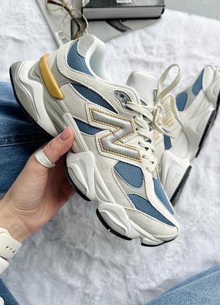 Белые кроссовки унисекс new balance 9060 white blue yellow х нью беланс 36