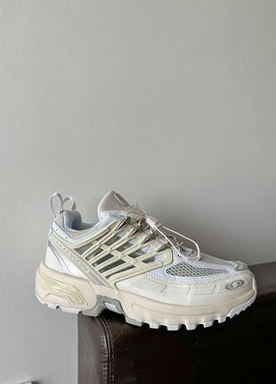 Белые кроссовки унисекс salomon acs pro advanced white beige х саломон 40