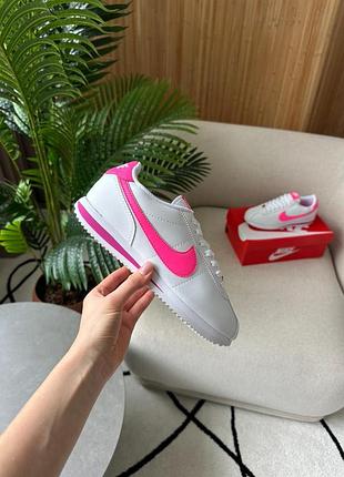 Женские белые кроссовки nike cortez gs white laser fuchsia х кортез 38