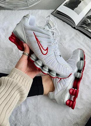 Білі кросівки унісекс nike shox tl white red х шокс 36