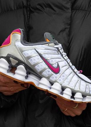 Белые женские кроссовки nike shox tl viotech white pink orange х шокс 37
