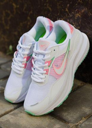 Женские белые кроссовки nike zoom inferno 3 white pink green х зум 36