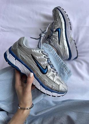 Серебристые кроссовки унисекс nike p-6000 white silver blue х найк 41