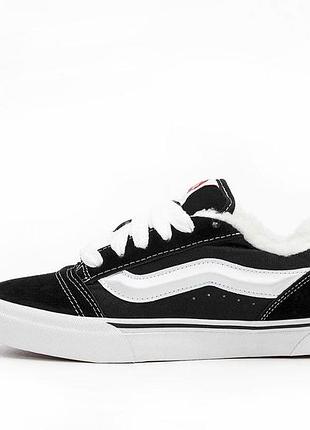Чорно-білі кеди унісекс vans knu black white winter fur х ванс 44