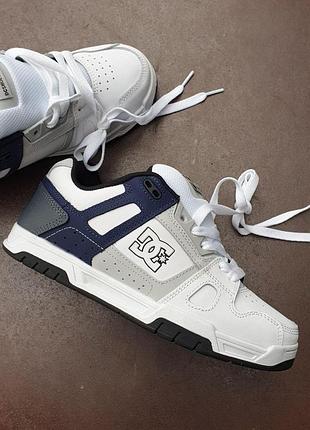 Мужские белые кроссовки dc stag white blue grey х диси 43