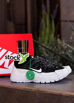 Чёрно-белые кроссовки унисекс nike p-6000 white black х найк 43