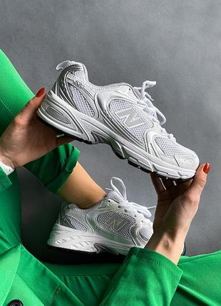 Бело-серые нью беланс 530 унисекс new balance 530 silver white 38