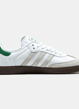 Білі шкіряні кросівки adidas samba kith white green x адідас самба 44