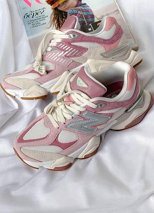 Женские замшевые розовые кроссовки new balance 9060 pink beige х нью беланс 36