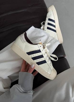 Жіночі молочні кросівки adidas superstar wales bonner wonder white croc х суперстар 39