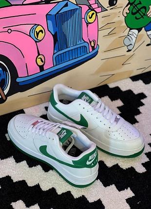 Белые кроссовки унисекс nike air force 1 low white green х найк эйр форс 42