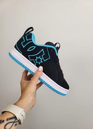 Жіночі чорні кросівки dc sneakers black blue х дісі 38