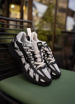 Чорно-білі кросівки унісекс nike p-6000 black grey х найк 42
