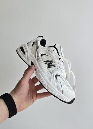 Белые кроссовки унисекс new balance 530 white black silver х нью беланс 42