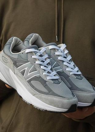 Сірі кросівки унісекс new balance 990 grey green х нью беланс 41
