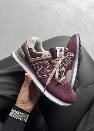 Бордовые кроссовки унисекс new balance 574 burgundy х нью беланс 39