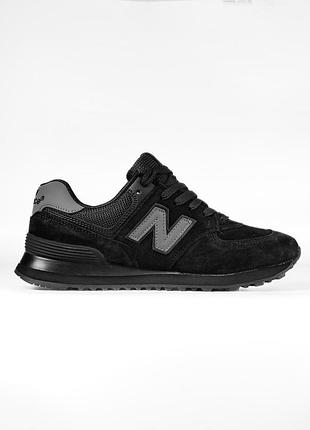 Чорні кросівки унісекс new balance 574 black х нью беланс 37