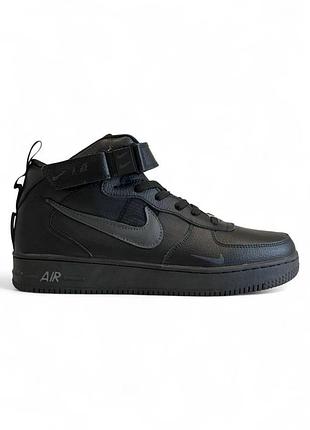 Черные мужские кроссовки nike air force 1 mid black winter fur x эйр форс 44